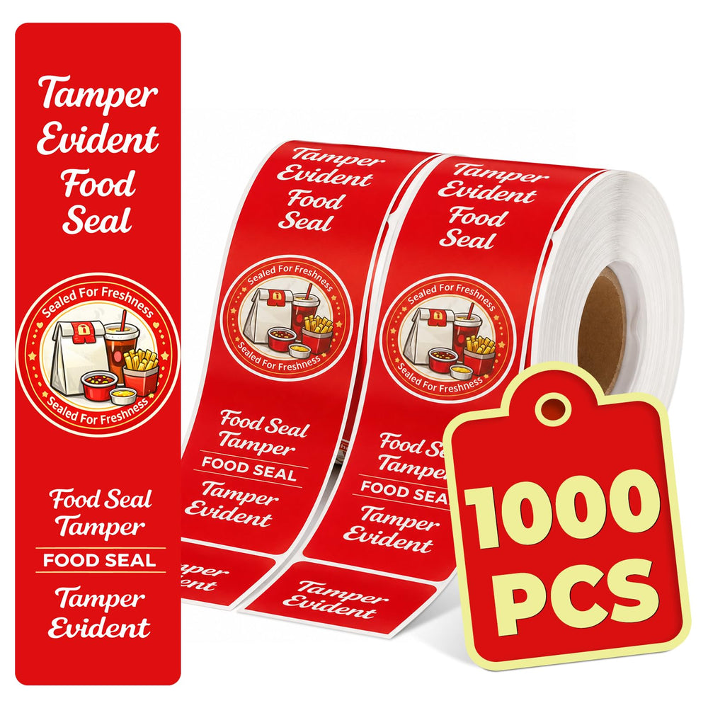 1000-Pack Tamper Proof Stickers, 1.5in x 6in Strong Adhesive Food Delivery Evident Stickers Sealed for Tamper Detection, Easily Use Labels Tapes for Boxes, Cups, Coffee, Envelopes, Documents