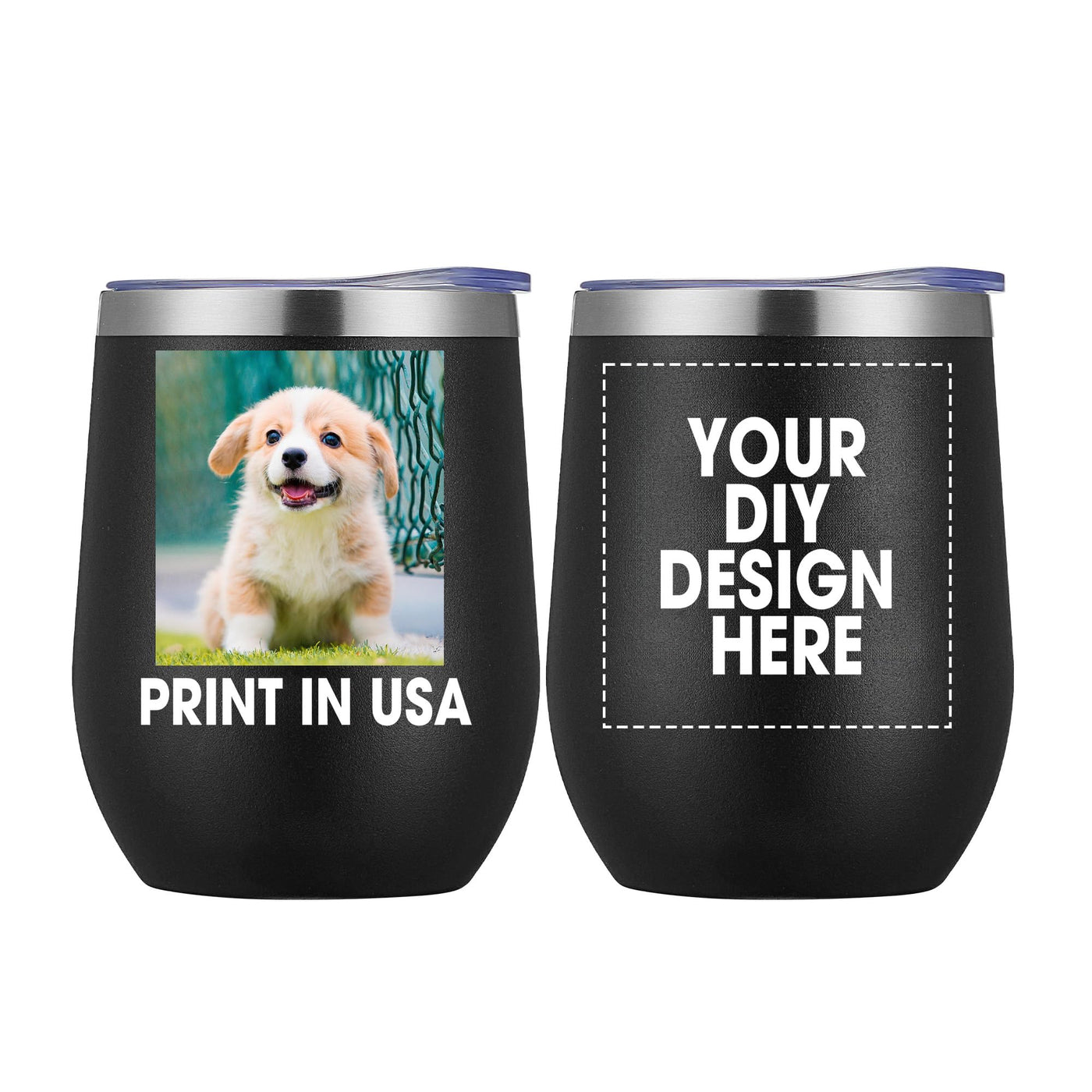 Personalized Wine Tumbler Glasses Print in USA Stainless Steel Travel Customized Coffee Cup with Lid & Straw Double Wall Insulated Mug with Colorful Text Logo Photo