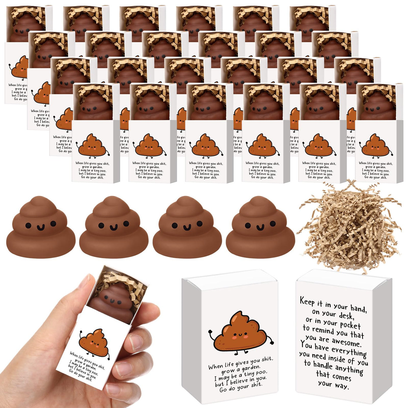 Wettarn 75 Sets Appreciation Gifts Cute Stress Balls with Support Boxes Bulk Party Favors for Employee Coworker Team Group Stuffers Office Prizes Positive Desk Decor