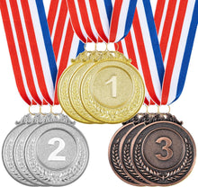 RAINFLOW 9 Pieces Gold Silver Bronze Award Medals - 1st 2nd 3rd Place Metal Olympic Style for Sports, Competitions, Talent Shows, 2 Inches Winner Medals with Neck Ribbon