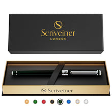Scriveiner Black Lacquer Rollerball Pen - Stunning Luxury Pen, Real Gold Plating, Schmidt Ink Refill, Best Roller Ball Gift Set for Men & Women, Professional, Executive Office, Nice Pens