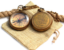 Trust in The Lord With All Your Heart - Proverbs 3:5-6 Quote Engraved Compass With Wooden Box, Greeting Card, Gift Compass, Graduation Day Gifts 2024 for Women Men Boys Girls