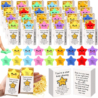 Wettarn 75 Sets Appreciation Gifts Cute Stress Balls with Support Boxes Bulk Party Favors for Employee Coworker Team Group Stuffers Office Prizes Positive Desk Decor