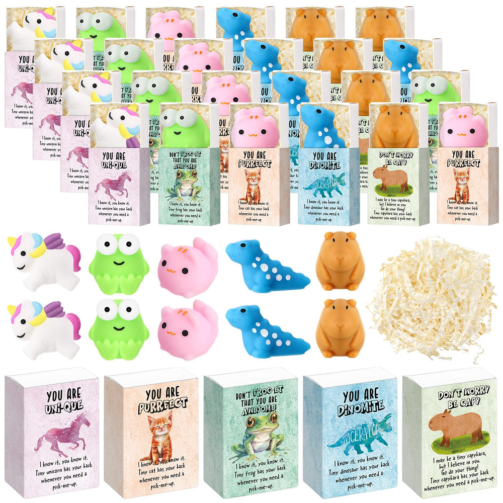 Wettarn 75 Sets Appreciation Gifts Cute Stress Balls with Support Boxes Bulk Party Favors for Employee Coworker Team Group Stuffers Office Prizes Positive Desk Decor