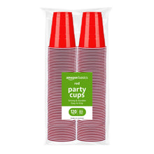 Amazon Basics Sturdy Disposable Plastic Party Cups for Cold Drinks, Red, 18oz, 50 Count, BPA-Free
