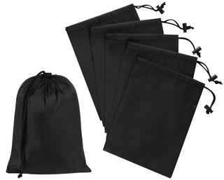 PALTERWEAR Drawstring Bag with Toggle - Nylon Cinch and Ditty Pouch - Six Pack (Black, 6 x 8 Inch, Set of 6)
