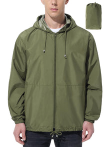 UIQUR Mens Rain Jacket Raincoat Windbreaker Running Waterproof Lightweight Packable with Hood Travel Hiking Cycling