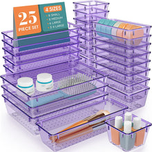 WOWBOX 25 PCS Clear Plastic Drawer Organizer Set, 4 Sizes Desk Drawer Divider Organizers and Storage Bins for Makeup, Jewelry, Gadgets for Kitchen, Bedroom, Bathroom, Office