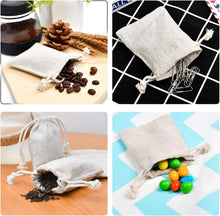 calary 50pcs Double Canvas Drawstring Bag Cotton Pouch Gift Sachet Bags Muslin Reusable Tea Bag 2.75x4 Inch