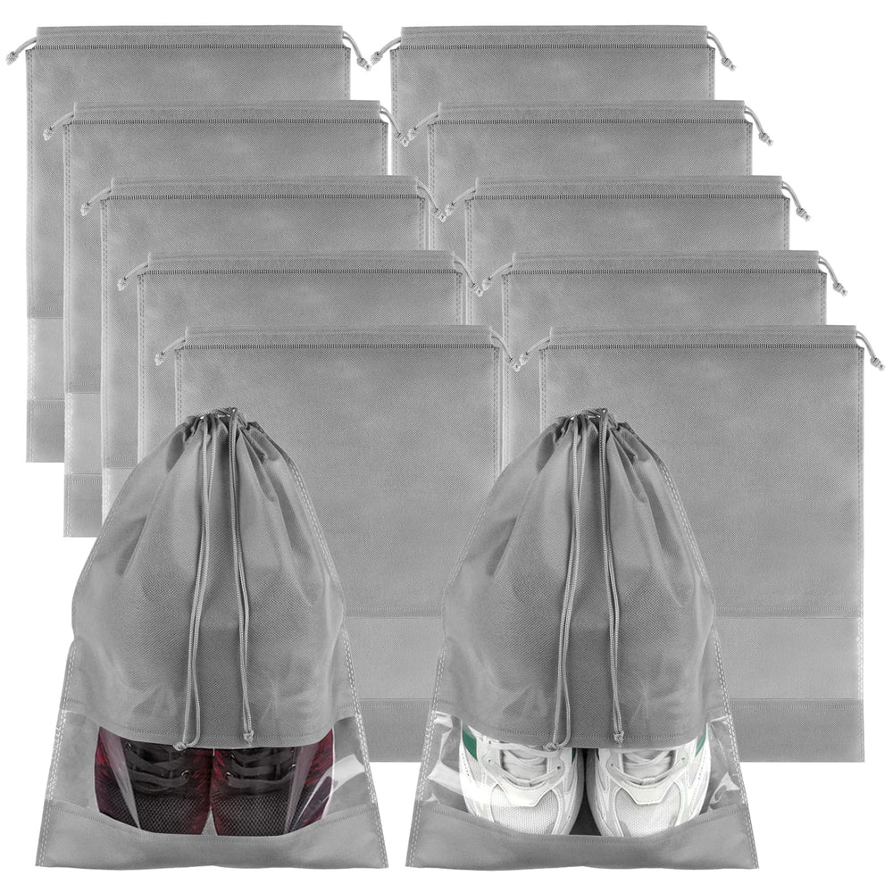 COIDEA, Waterproof Travel Drawstring Shoe Bags for Packing, Storage, Travel Essentials for Men and Women, 15.7 x 11.8 inches, Clear, 5 pieces
