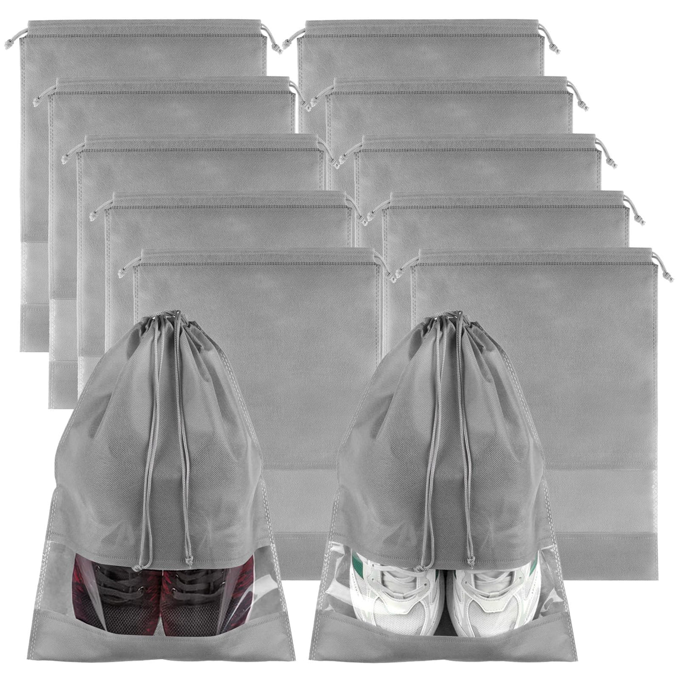 COIDEA, Waterproof Travel Drawstring Shoe Bags for Packing, Storage, Travel Essentials for Men and Women, 15.7 x 11.8 inches, Clear, 5 pieces