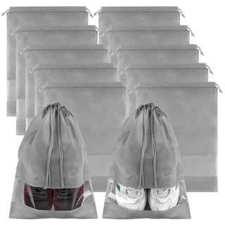COIDEA, Waterproof Travel Drawstring Shoe Bags for Packing, Storage, Travel Essentials for Men and Women, 15.7 x 11.8 inches, Clear, 5 pieces