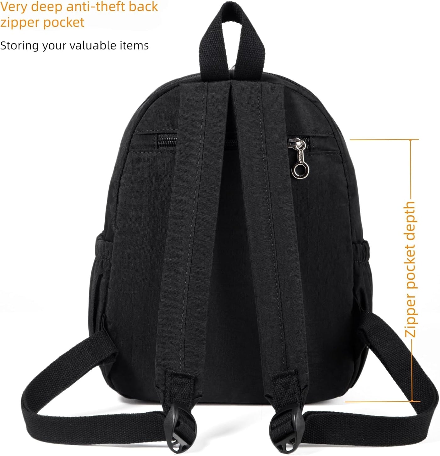 AOTIAN Mini Lightweight 11.8 Inch Backpack Durable Travel Hiking Women and Girls Small Daypack, 7 Liters Black