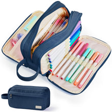 Sooez High Capacity Pencil Case, Soft Corduroy Pencil Pouch with 4 Compartments, Multiple Pockets, Large Pencil Bag with Sturdy Zipper, Cute Pencil Case Pouch Organizer for Student Teen Girls, Blue