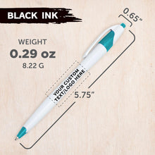 DISCOUNT PROMOS Personalized Ballpoint Pens Bulk Pack of 4-5,000 counts Black Ink, Slim & Curvy Design, Retractable, Ideal for Office, Corporate Merchandise, Tradeshows- Teal