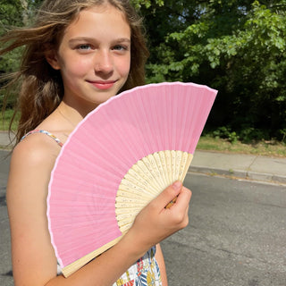 Aneco 18 Pieces Pink Handheld Cloth and Bamboo Folding Fans for Wedding Decoration, Church Gifts, Party Favors, DIY Decoration