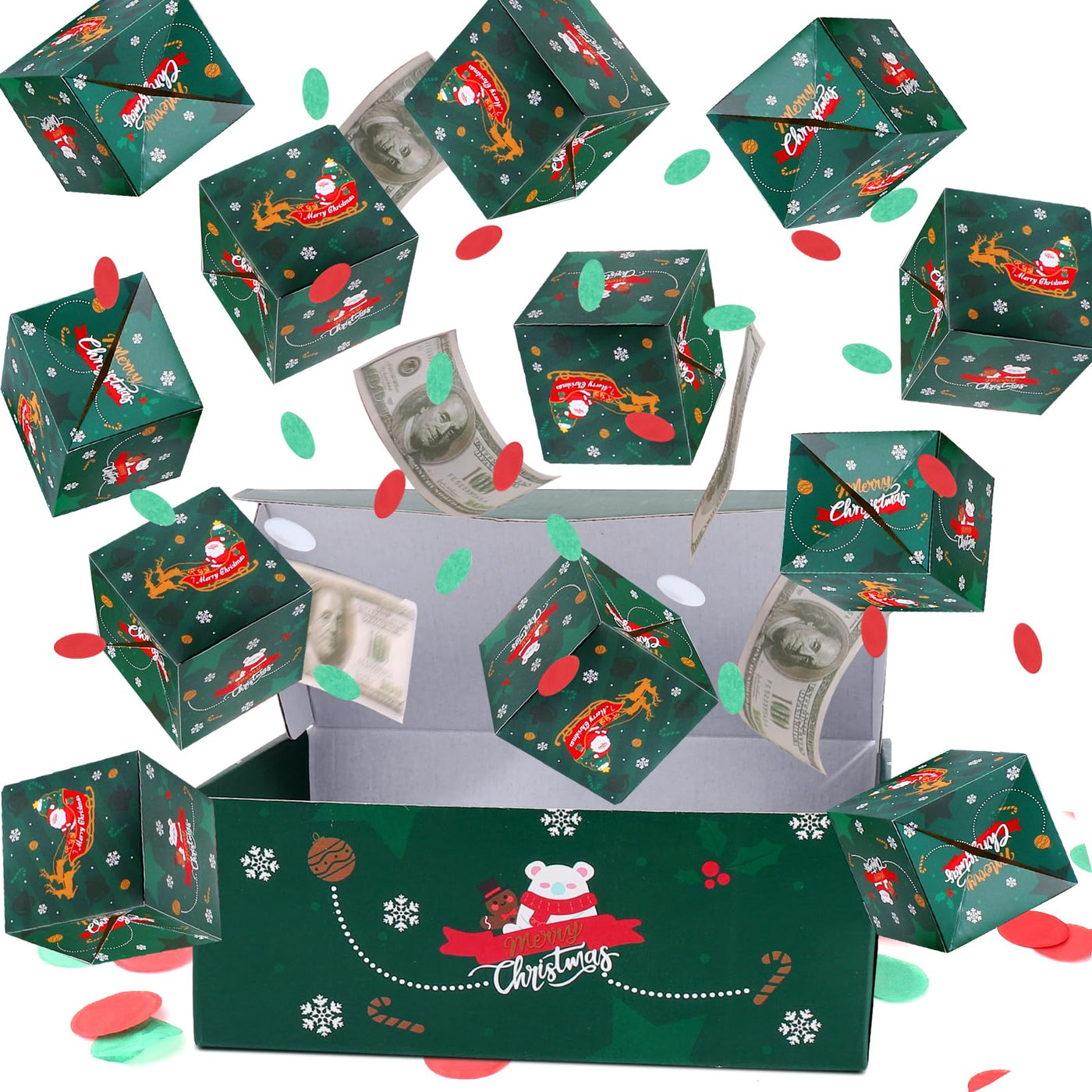 BABORUI Money Surprise Box - Christmas Gift with Confetti Explosion for Women, Men, and Kids