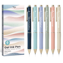 Taja Gel Pens, 6 Pcs Quick Dry Black Gel Ink Pens, 0.5mm Fine Point Smooth Writing Pens for Journaling and Note Taking, Cute Aesthetic Pens for Women & Men-Pastel
