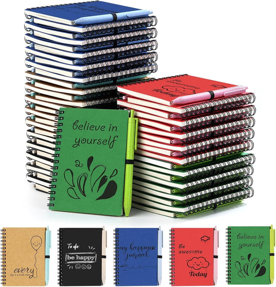 Dynta 50 Sets Small Spiral Notebook and Pen, 4x5.5 Inch Inspirational Journals Bulk, Appreciation Thank You Gifts for Coworkers, Teachers, Students, Family and Friends