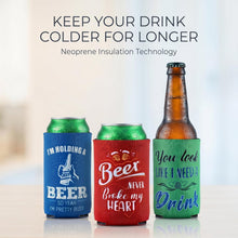8 Pcs Insulated Neoprene Can Cooler Sleeves for Drink, Collapsible Beverages Drink Holders with Funny Quotes Beverage Cooler Sleeves Bulk for Soda Cans, Bottles, Bbqs, Party Favors (4.9 x 3.7 Inch)