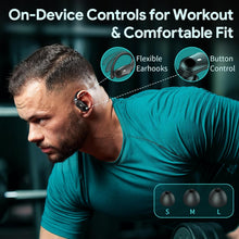 Active Noise Cancelling Ear Buds Wireless Earbuds 80H Playtime Bluetooth Headphones Over Ear Hooks Earphones with Power Display Case Hi-Res Stereo & Clear Calls for Sports Running Gym Workout Black