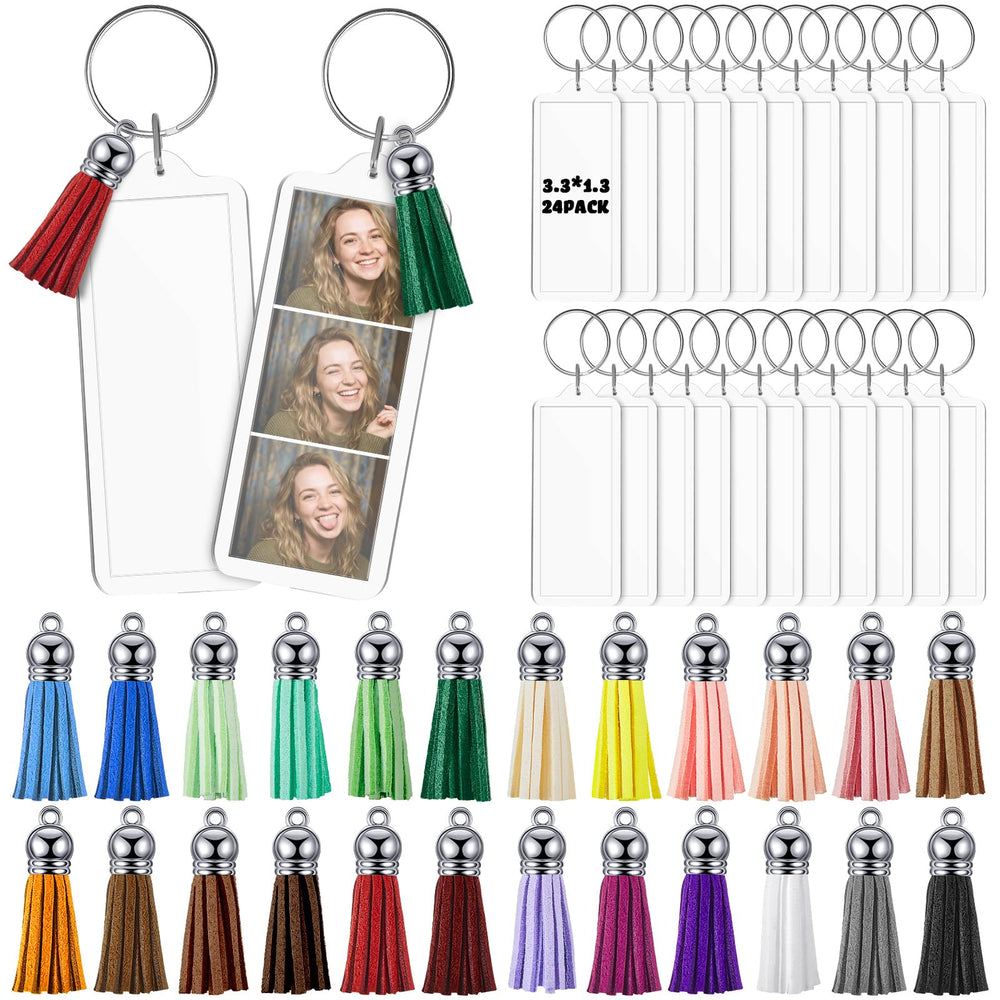 Henoyso 6 Sets Teacher Gift 2.2x1.6 Inch Acrylic Photo Frame Keychain Picture Insert Blank Clear Picture Holder 2026 Graduation for DIY