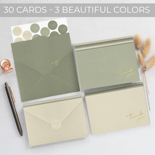 Beautiful Thank You Cards Set of 30 With Envelopes and Stickers - Elegant Blank Cards For Personalized Notes - Perfect Bulk Stationary Set For All Occasions incl. Weddings, Business & Baby Showers