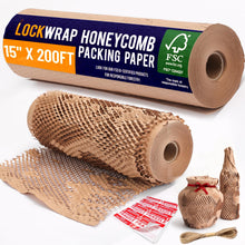 Honeycomb Packing Paper 12" x 150ft with Rope & 20 Fragile Stickers|Shipping & Moving Supplies|Small Business Packaging Supplies|Eco Friendly Bubble Wrap Packing Boxes for Moving Certified FSC C204227