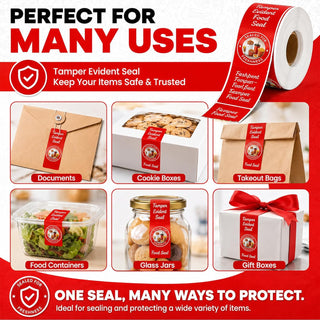 1000-Pack Tamper Proof Stickers, 1.5in x 6in Strong Adhesive Food Delivery Evident Stickers Sealed for Tamper Detection, Easily Use Labels Tapes for Boxes, Cups, Coffee, Envelopes, Documents
