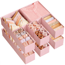 SONGMICS Drawer Organizers, Dresser Divider Organizers, Set of 12, Foldable Fabric Storage Boxes for Socks, Underwear, Bras, Ties, Scarves, Summer Sand URDZ006Y02