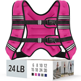 Zeerun Weighted Vest, 6lb/8lb/10lb/12lb/15lb/18lb/20lb/24lb/30lb for Men Women, Reflective Stripe Adjustable Buckle, Comfortable Durable Rucking Vest for Walking Running Strength Training