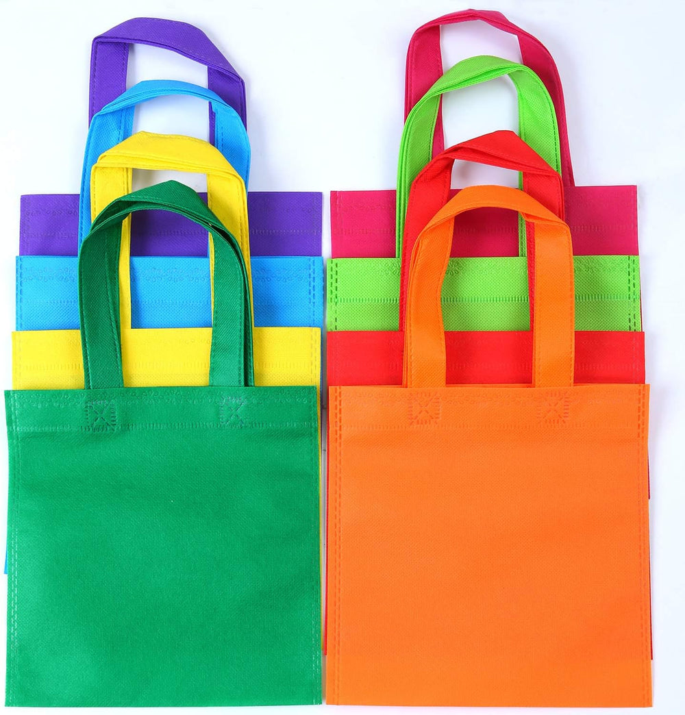 Elcoho 40 Pieces Non-Woven Party Favor Bags 8×8 Inch Resuable Goodie Gift Bag with Handles Tote Treat Bag for Birthday Party