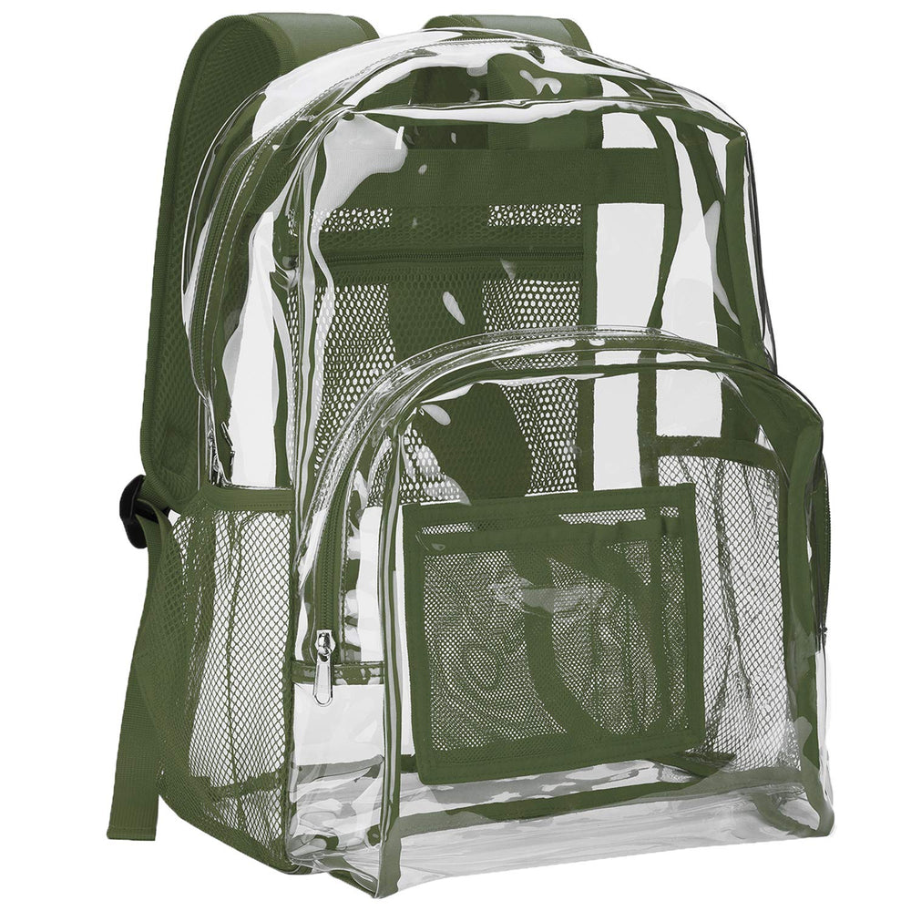 Vorspack Clear Backpack Heavy Duty PVC Transparent Backpack with Reinforced Strap Stitches & Large Capacity for College Workplace Security - Black