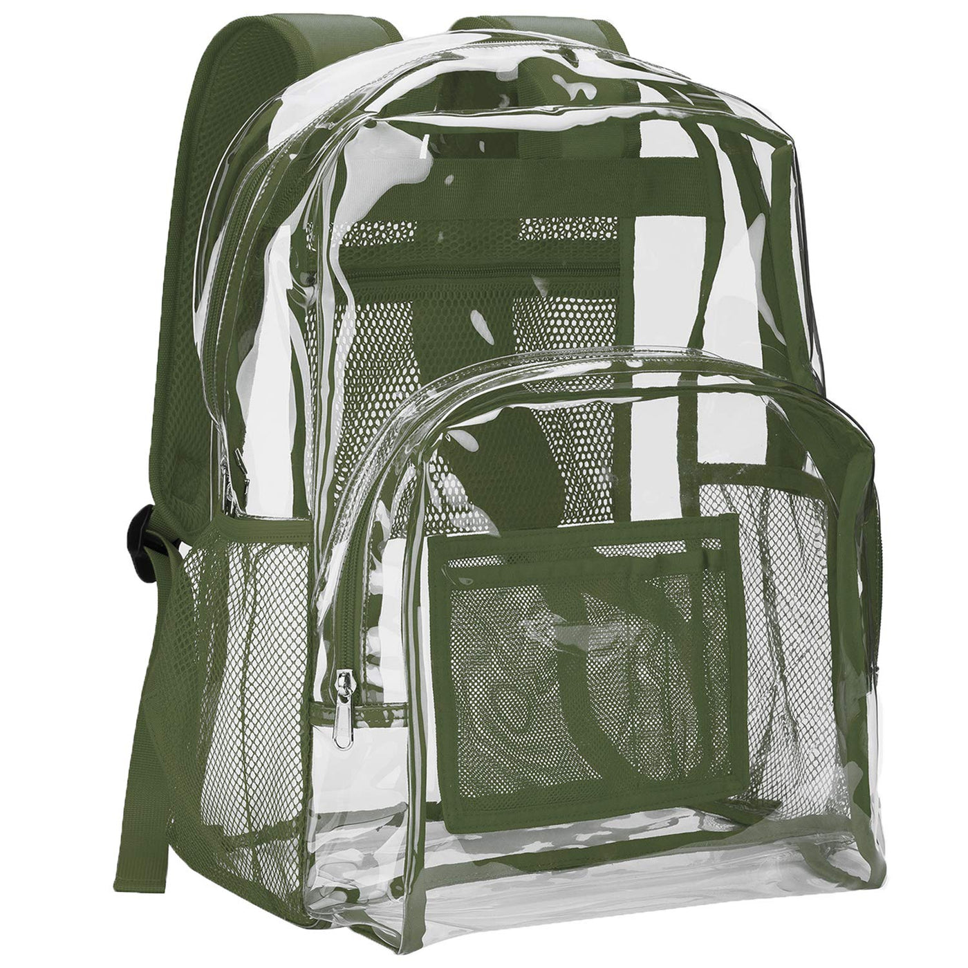 Vorspack Clear Backpack Heavy Duty PVC Transparent Backpack with Reinforced Strap Stitches & Large Capacity for College Workplace Security - Black