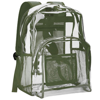 Vorspack Clear Backpack Heavy Duty PVC Transparent Backpack with Reinforced Strap Stitches & Large Capacity for College Workplace Security - Black
