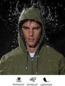 UIQUR Mens Rain Jacket Raincoat Windbreaker Running Waterproof Lightweight Packable with Hood Travel Hiking Cycling
