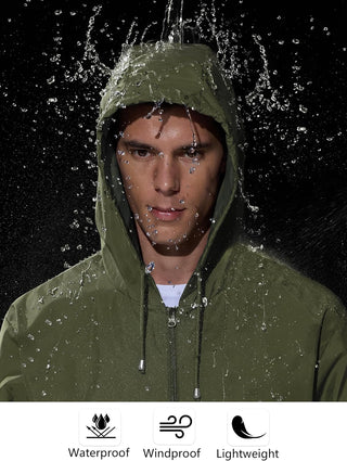 UIQUR Mens Rain Jacket Raincoat Windbreaker Running Waterproof Lightweight Packable with Hood Travel Hiking Cycling