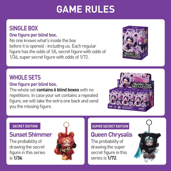 POP MART SKULLPANDA × My Little Pony Series Plush Doll Cute Keychain Blind Box Mystery Box Figures, Collectible Toys Bag Charms, Holiday Birthday Gifts for Girls and Boys, Single Box - hover image