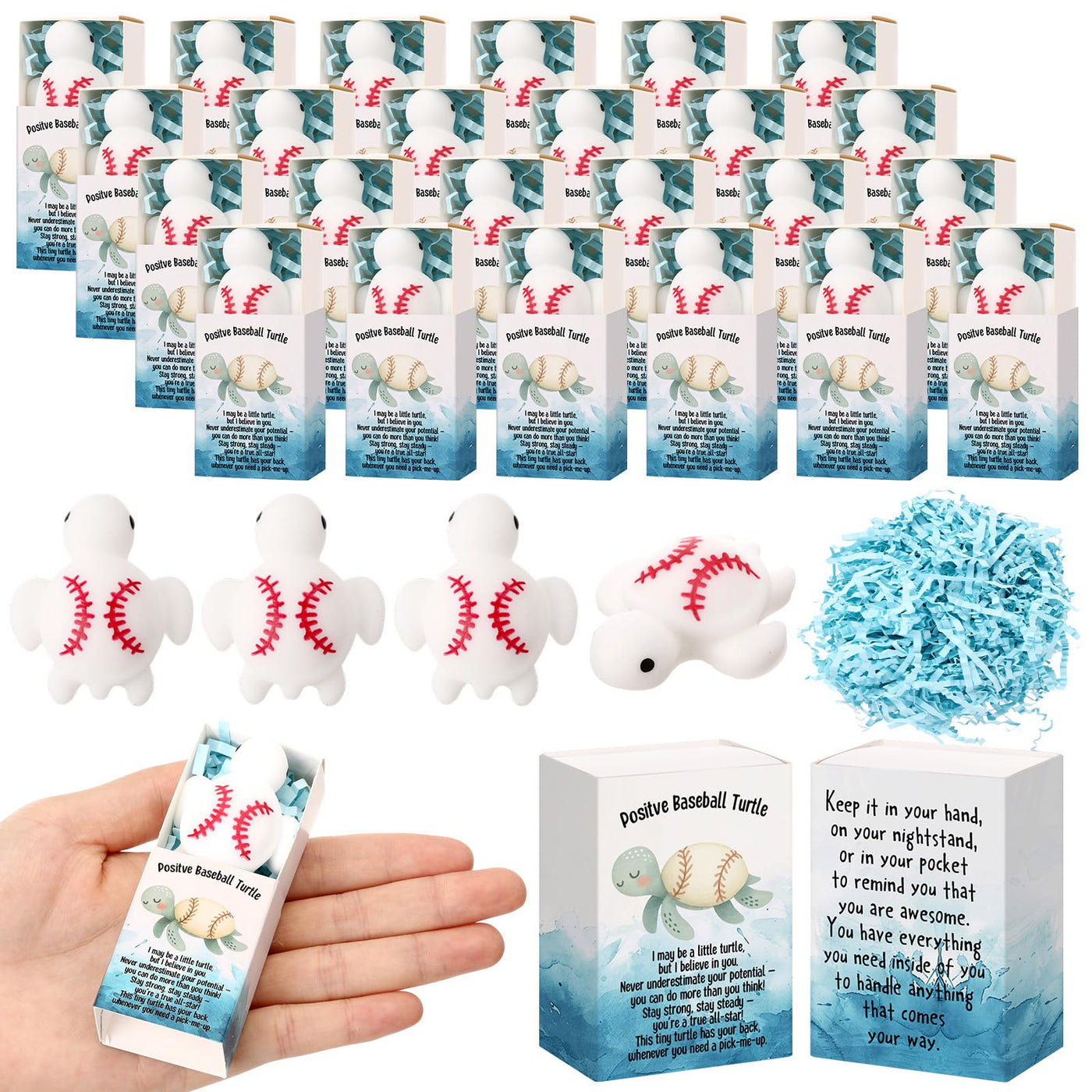Wettarn 75 Sets Appreciation Gifts Cute Stress Balls with Support Boxes Bulk Party Favors for Employee Coworker Team Group Stuffers Office Prizes Positive Desk Decor