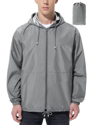 UIQUR Mens Rain Jacket Raincoat Windbreaker Running Waterproof Lightweight Packable with Hood Travel Hiking Cycling