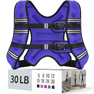 Zeerun Weighted Vest, 6lb/8lb/10lb/12lb/15lb/18lb/20lb/24lb/30lb for Men Women, Reflective Stripe Adjustable Buckle, Comfortable Durable Rucking Vest for Walking Running Strength Training