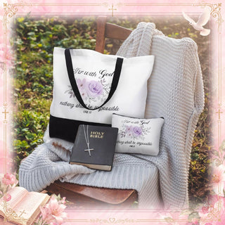 Aliceset 12 Pcs Christian Religious Gift for Women Bulk Included Bible Verse Canvas Tote Bag with Cosmetic Bag for Her Women Sister Mom Wife Birthday Mothers Day(Classic)
