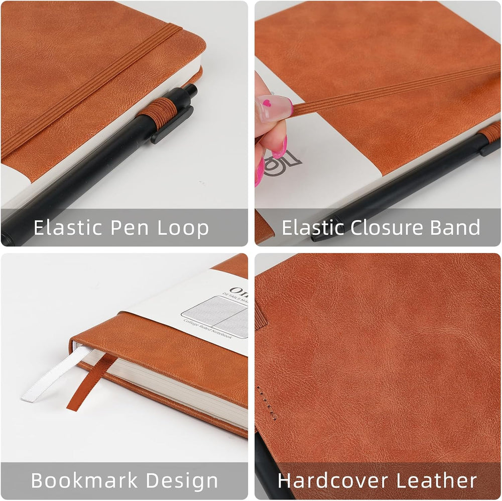 Notebooks Journal for Women Men 12 Pack Bulk Leather Hardcover with Pen Holder A5 160 Pages 100 GSM Thick Paper for Work School Lined Brown