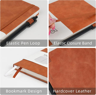 Notebooks Journal for Women Men 12 Pack Bulk Leather Hardcover with Pen Holder A5 160 Pages 100 GSM Thick Paper for Work School Lined Brown