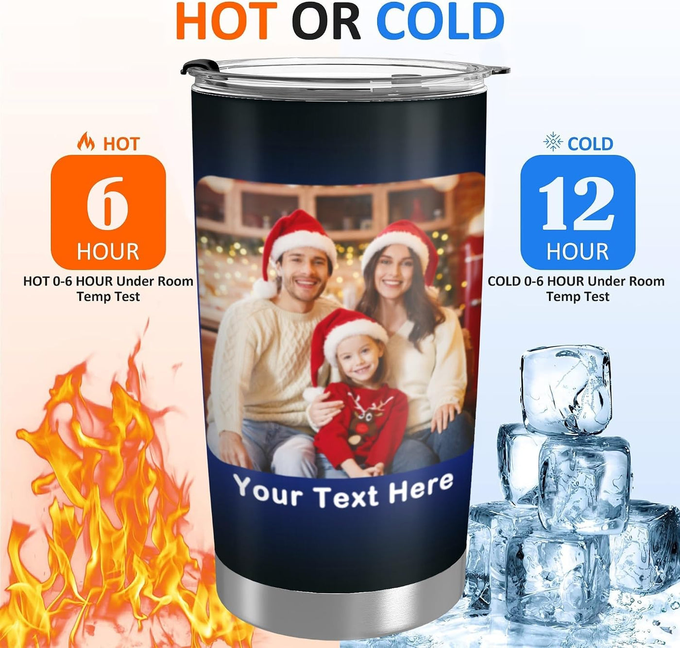 Personalized Tumbler with Photo Text Logo, Made in USA 20 oz Custom Stainless Steel Coffee Mug with Lid, Custom Cup Gift for Dad, Mom, Friends, gift for father's day