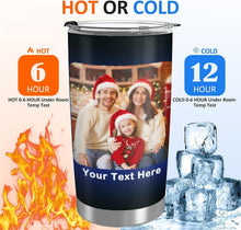 Personalized Tumbler with Photo Text Logo, Made in USA 20 oz Custom Stainless Steel Coffee Mug with Lid, Custom Cup Gift for Dad, Mom, Friends, gift for father's day