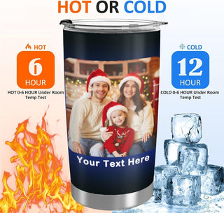 Personalized Tumbler with Photo Text Logo, Made in USA 20 oz Custom Stainless Steel Coffee Mug with Lid, Custom Cup Gift for Dad, Mom, Friends, gift for father's day