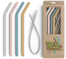 Softy Straws Wide Premium Reusable Silicone Drinking Straws + Patented Straw Squeegee - 9” Long With Curved Bend for 20 30 32 oz Tumblers Non Rubber, Flexible, Safe for Kids/Toddlers, Smoothie