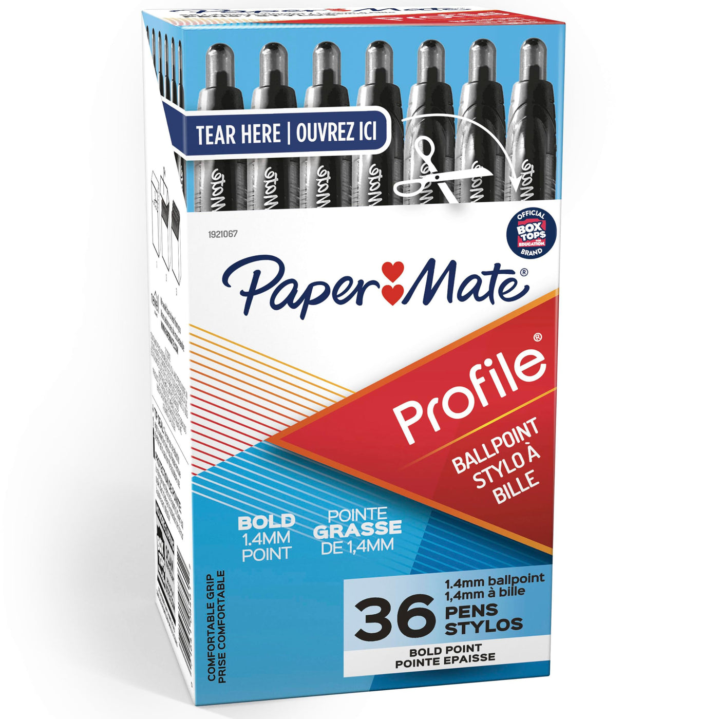 Paper Mate Profile Retractable Ballpoint Pens, Bold Point (1.4mm), Assorted Colors, 12 Count - Back to School, Office, Teacher Supplies