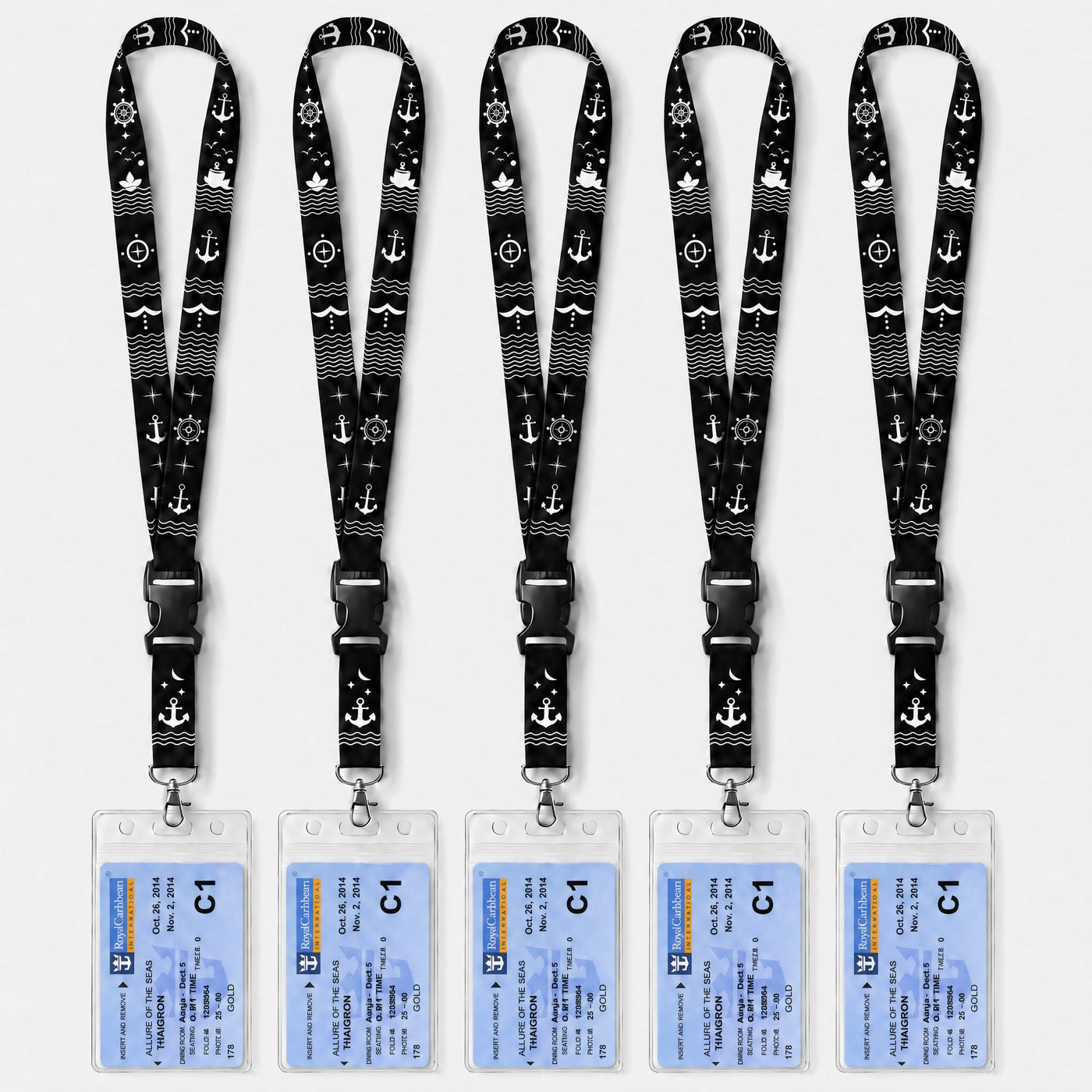 Avorast 5 Pack Cruise Lanyards for Ship Cards, Cruise Essentials 2026 for Carnival, Royal Caribbean, NCL, Lanyards for ID Badges with Detachable Buckle & Waterproof ID Badge Holders (Mix)